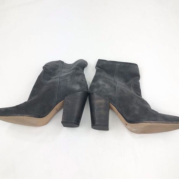 Dolce Vita Gray Suede Leather Soft Structure Western Style Heeled Ankle Boots - Picture 7 of 16